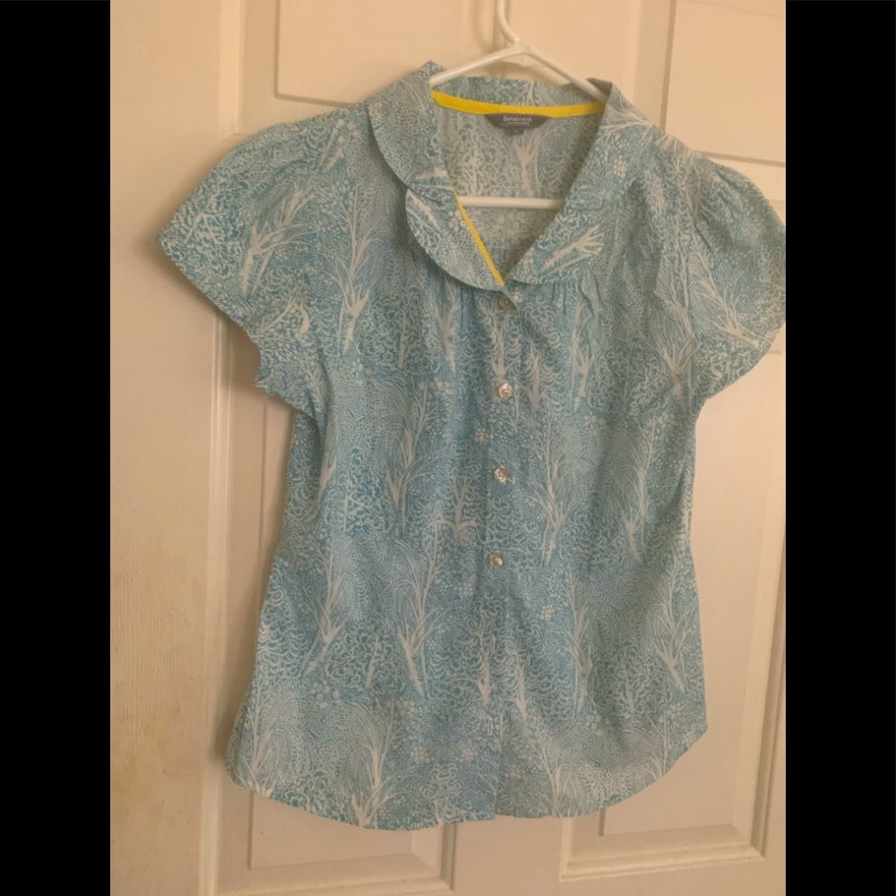 Betabrand Blue Patterned Blouse